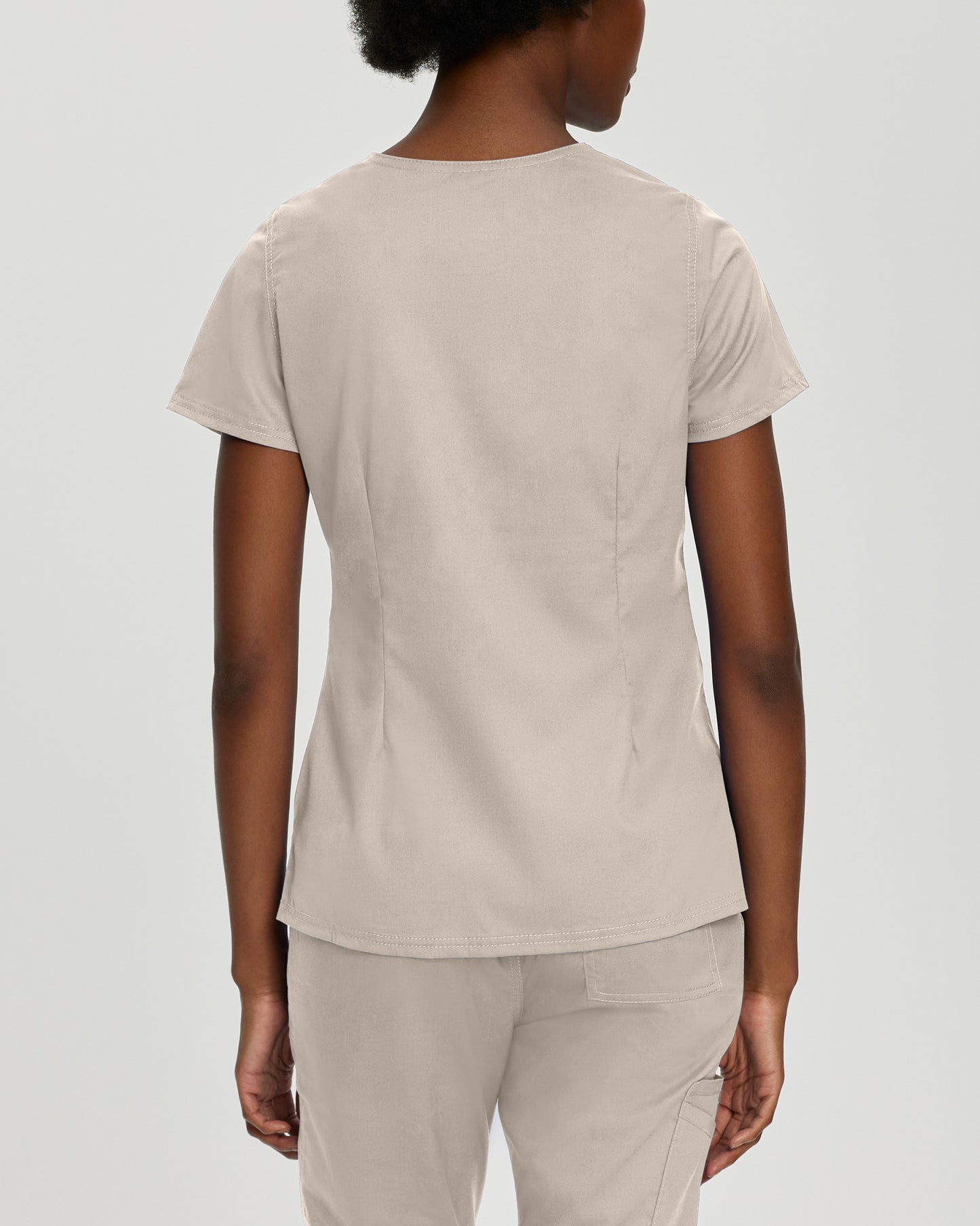 ProFlex 3-Pocket Mock Wrap Neck Top  | Sandstone