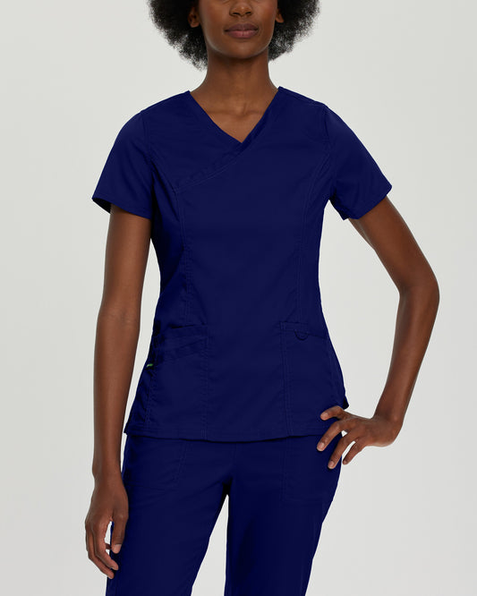 ProFlex 3-Pocket Mock Wrap Neck Top  | True Navy