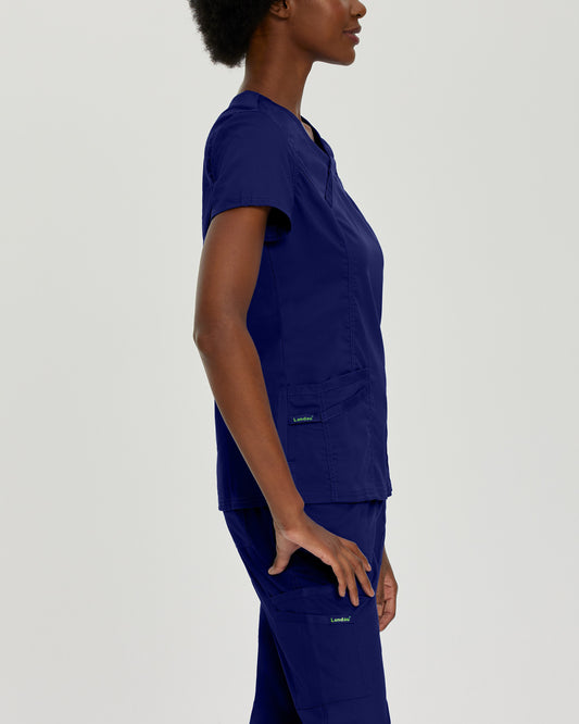 ProFlex 3-Pocket Mock Wrap Neck Top  | True Navy