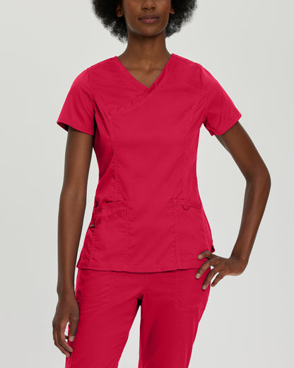 ProFlex 3-Pocket Mock Wrap Neck Top  | True Red