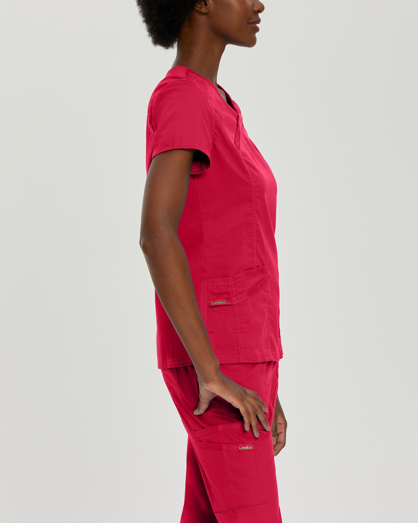 ProFlex 3-Pocket Mock Wrap Neck Top  | True Red
