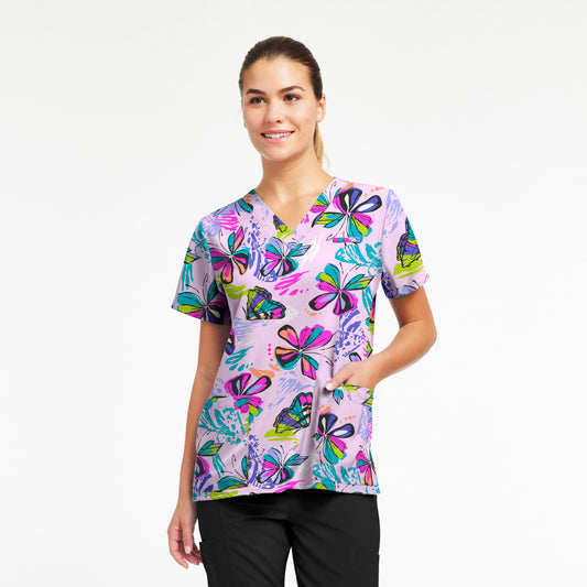 3-Pocket V-Neck Top  | Butterfly Delight