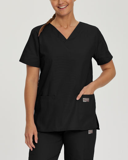 Scrub Zone 3-Pocket V-Neck Top  | Black