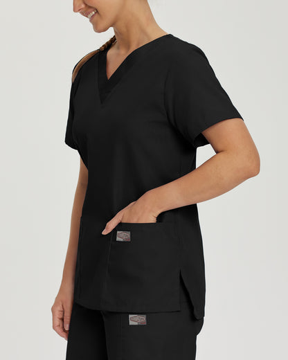 Scrub Zone 3-Pocket V-Neck Top  | Black