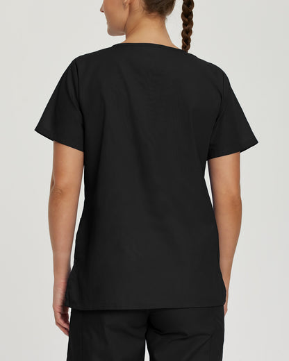 Scrub Zone 3-Pocket V-Neck Top  | Black