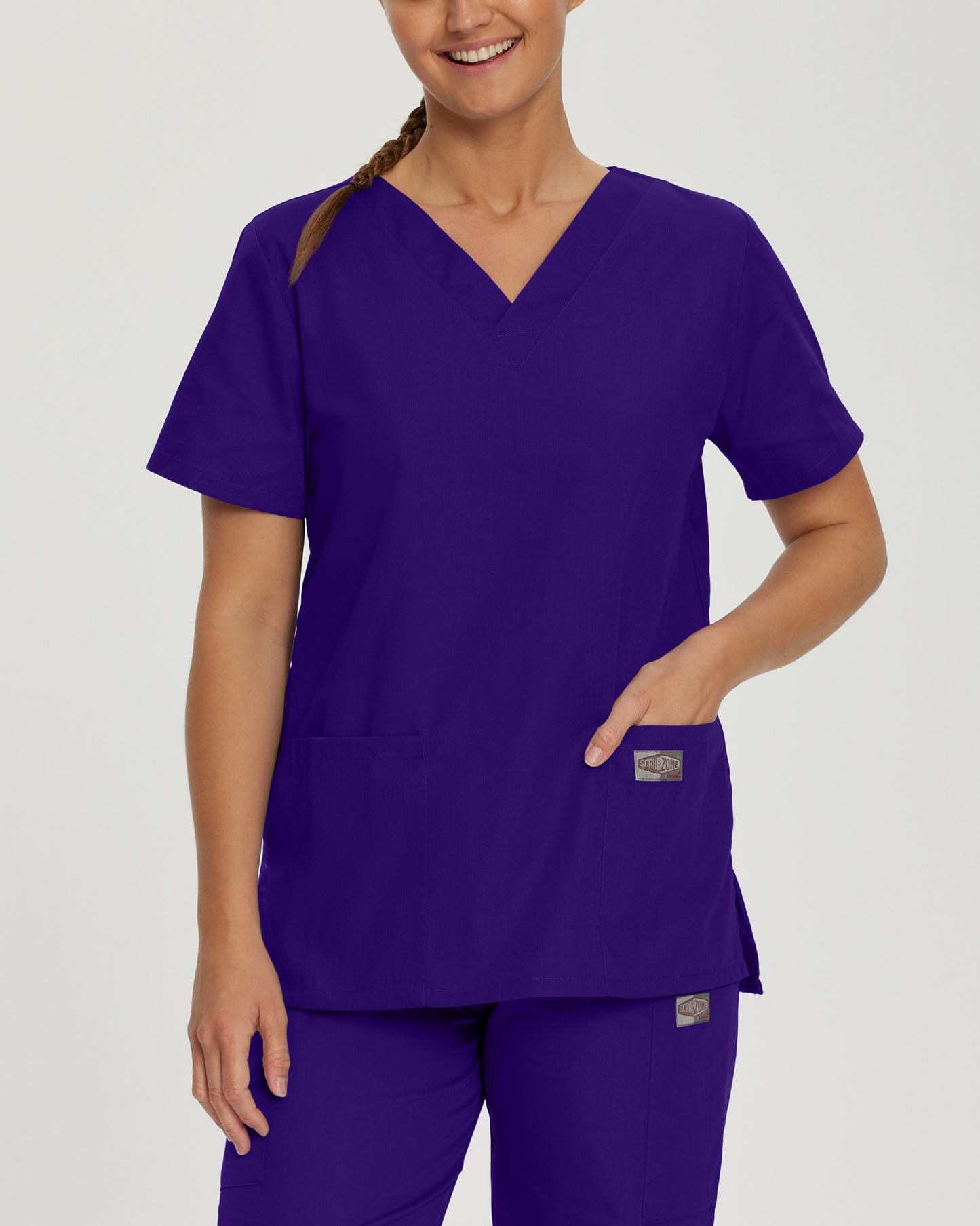 Scrub Zone 3-Pocket V-Neck Top  | Grape