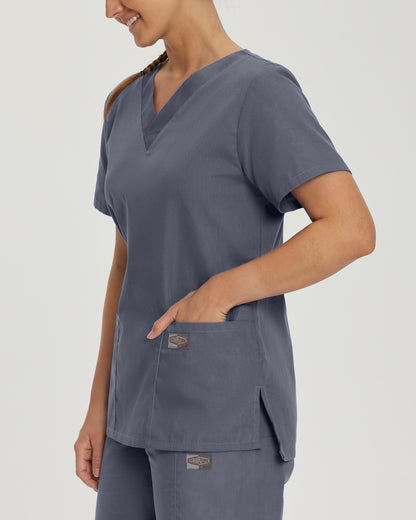 Scrub Zone 3-Pocket V-Neck Top  | Steel