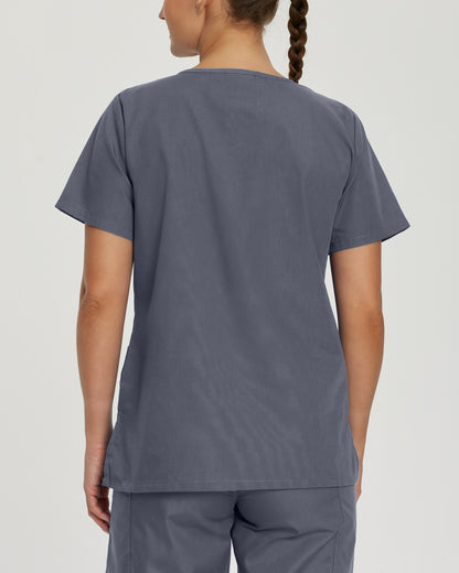 Scrub Zone 3-Pocket V-Neck Top  | Steel