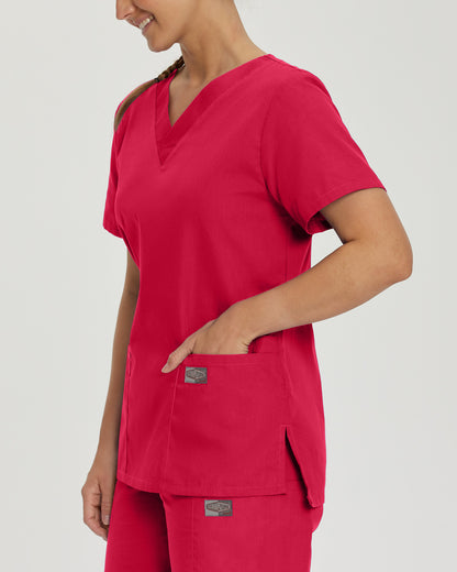 Scrub Zone 3-Pocket V-Neck Top  | Red