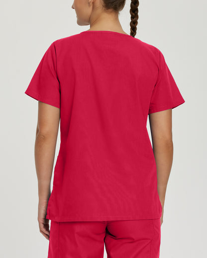 Scrub Zone 3-Pocket V-Neck Top  | Red