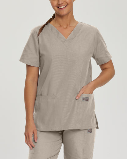Scrub Zone 3-Pocket V-Neck Top  | Sandstone