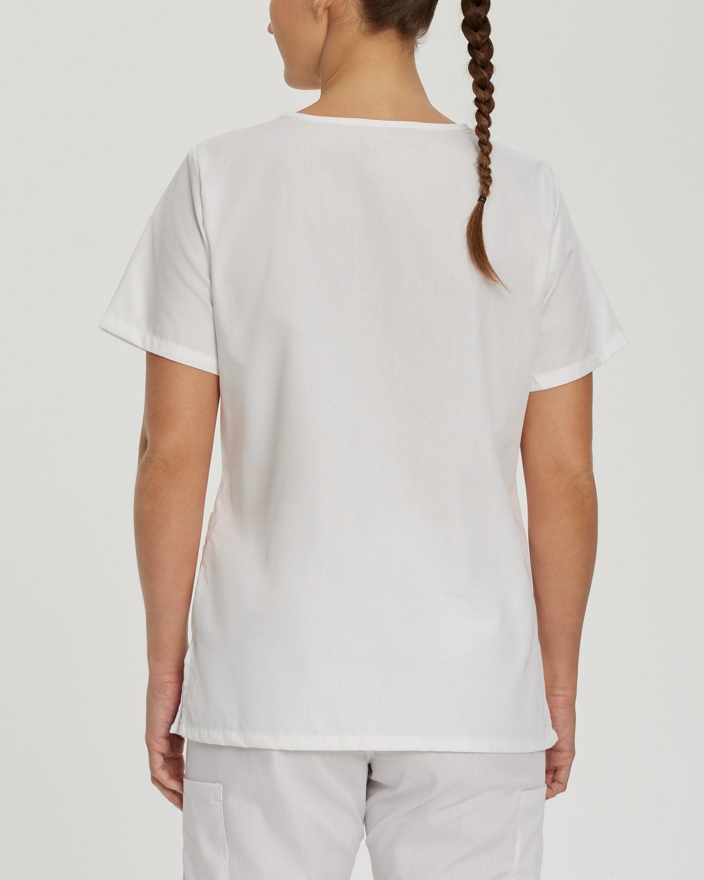 Scrub Zone 3-Pocket V-Neck Top  | White