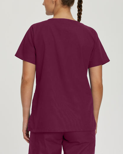 Scrub Zone 3-Pocket V-Neck Top  | Wine