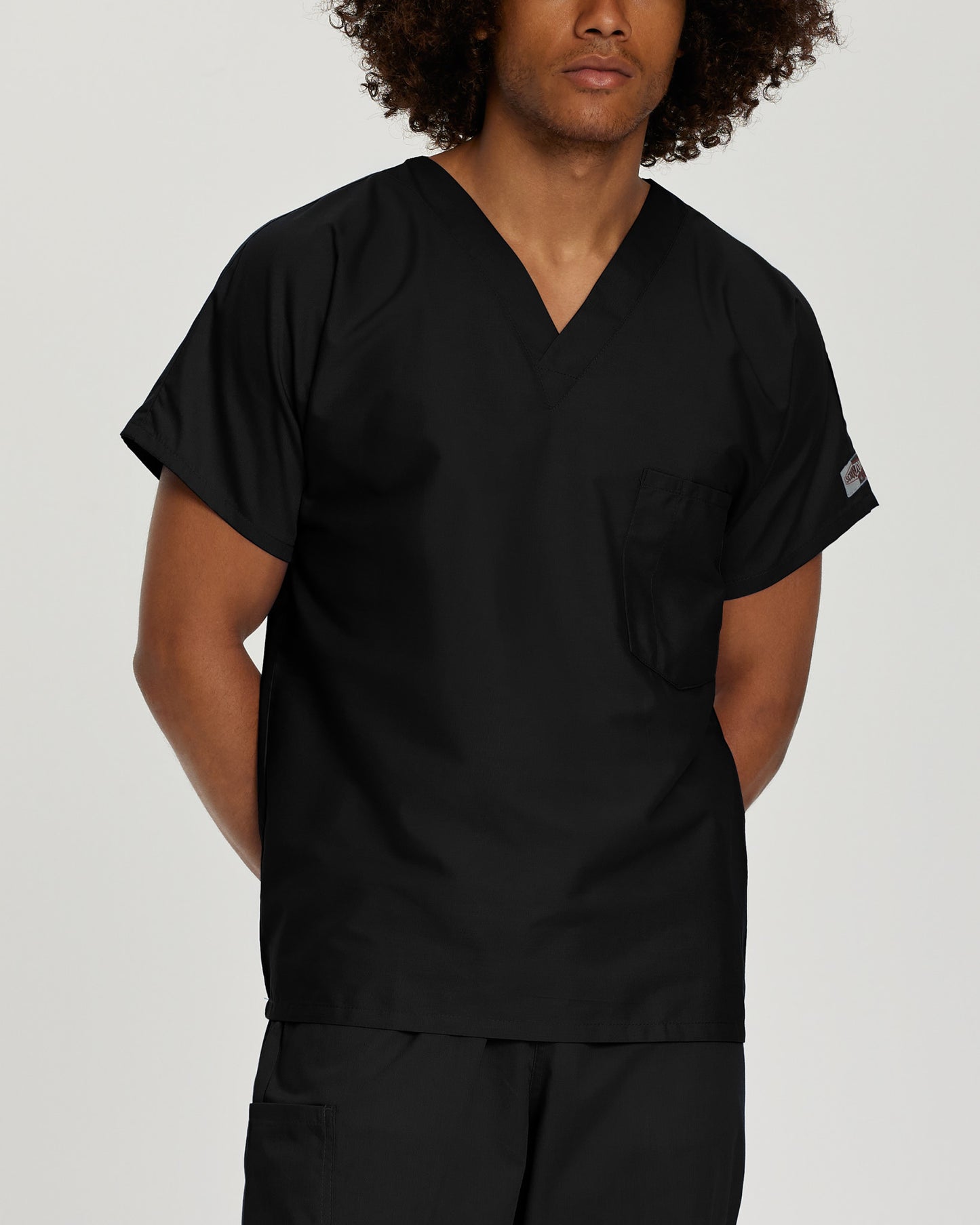 Scrub Zone 1-Pocket V-Neck Top  | Black