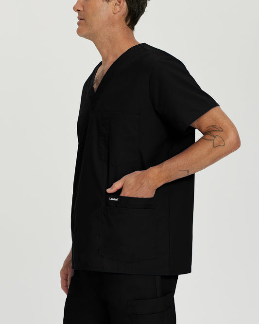 Essentials 5-Pocket V-Neck Top  | Black