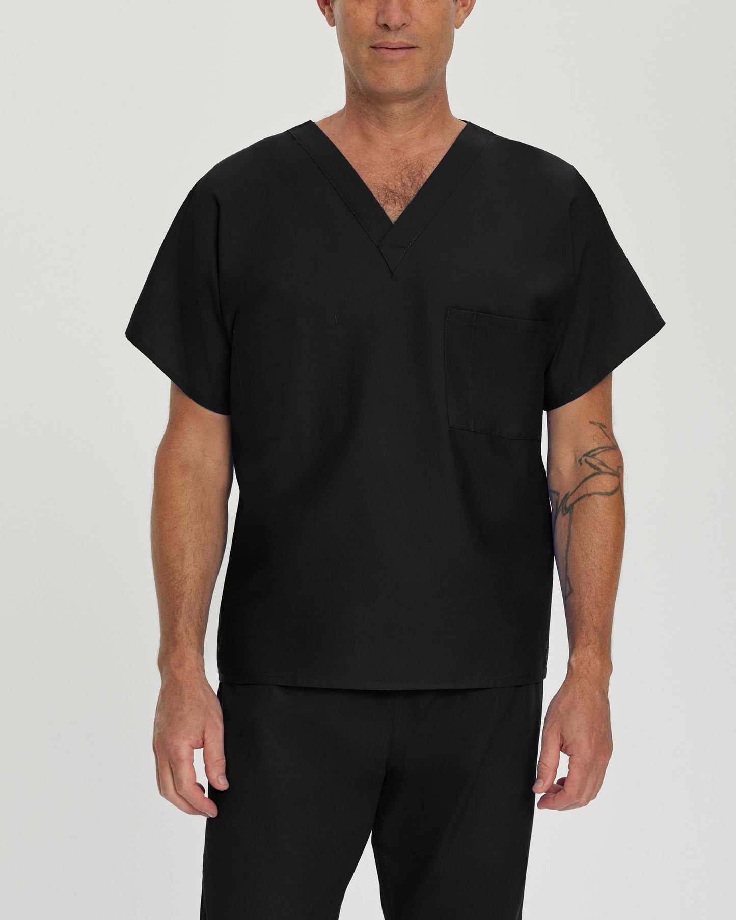 Essentials Reversible 1-Pocket V-Neck Top  | Black