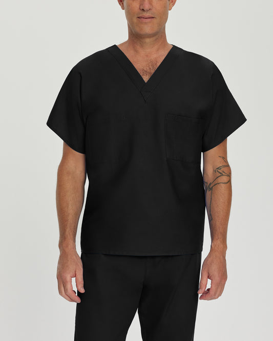 Essentials Reversible 1-Pocket V-Neck Top  | Black