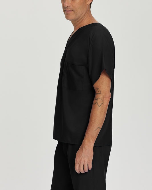 Essentials Reversible 1-Pocket V-Neck Top  | Black