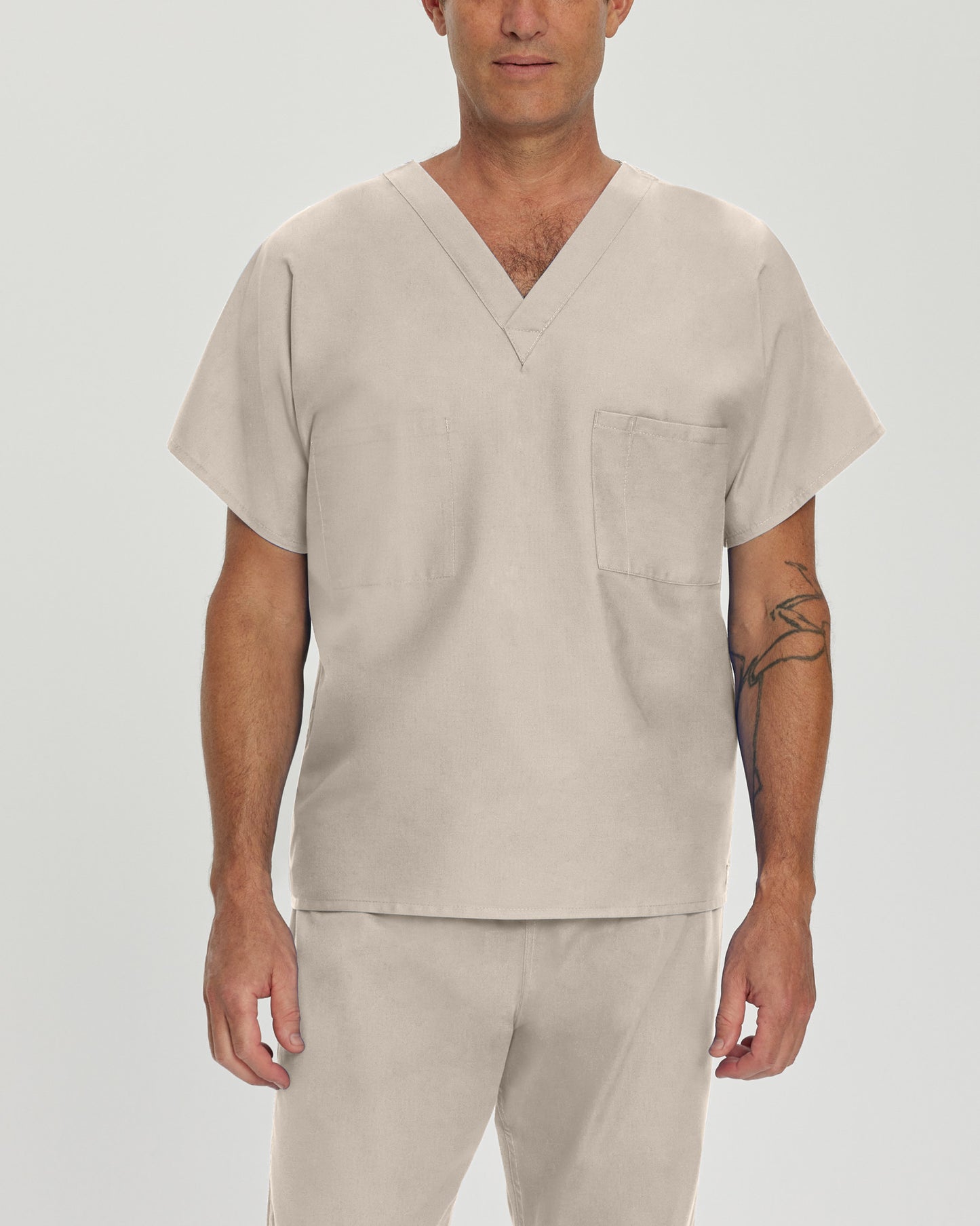 Essentials Reversible 1-Pocket V-Neck Top  | Sandstone