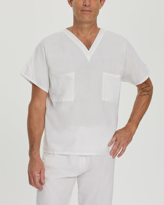 Essentials Reversible 1-Pocket V-Neck Top  | White