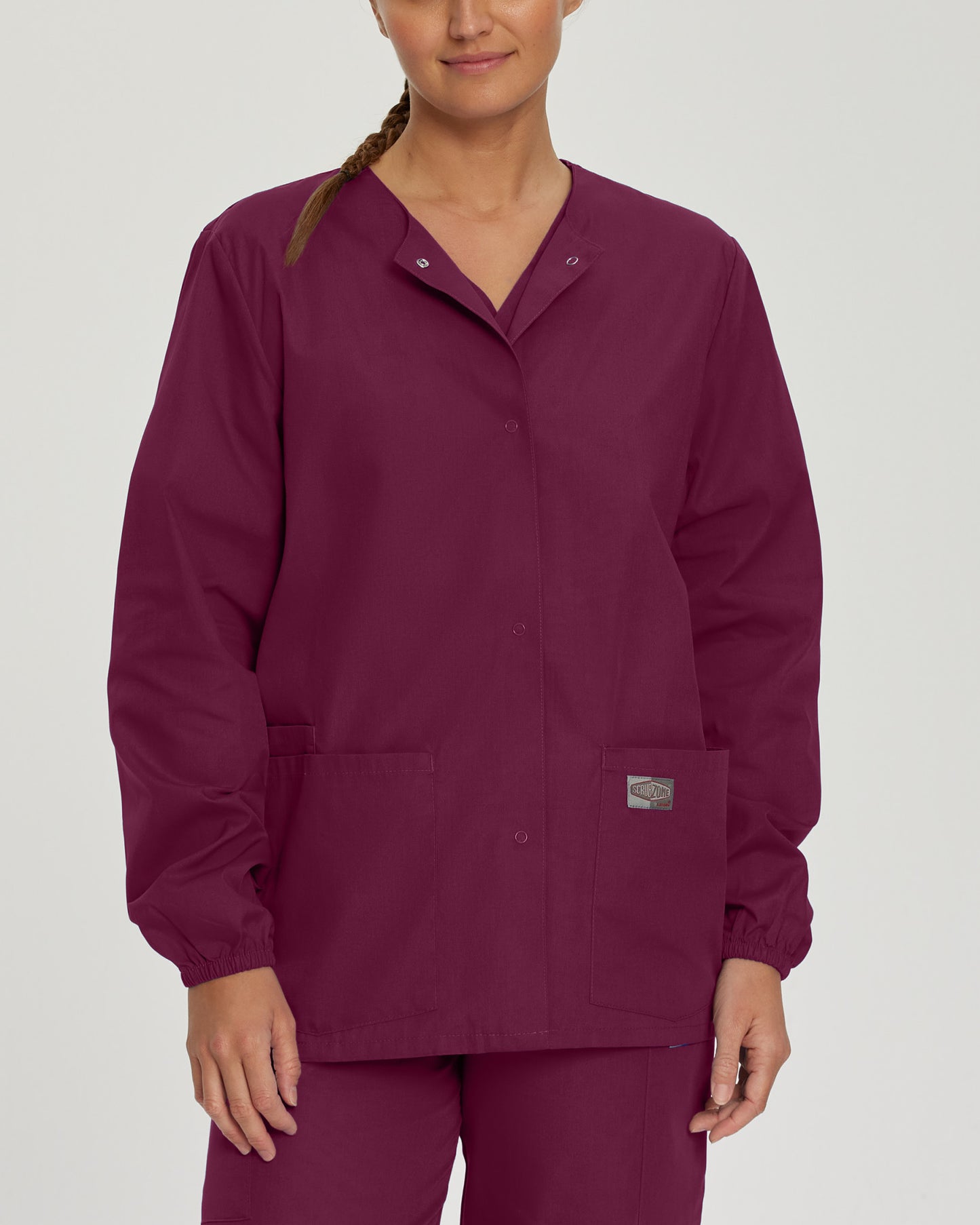 Scrub Zone 3-Pocket Warm-Up Jacket  | Wine