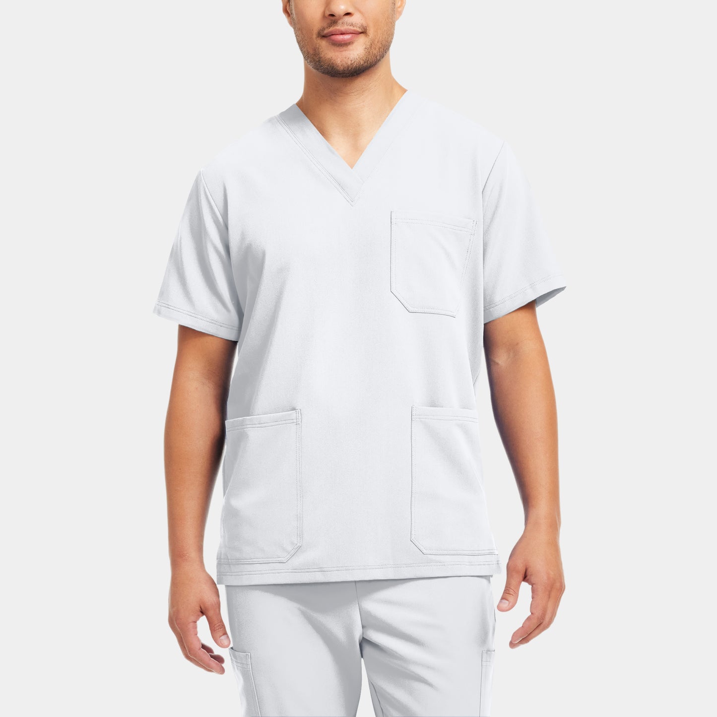 V-Tess 3-Pocket V-Neck Top  | White