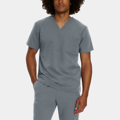 V-Tess 2-Pocket V-Neck Top  | Taylor Grey