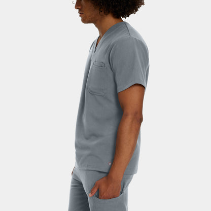 V-Tess 2-Pocket V-Neck Top  | Taylor Grey