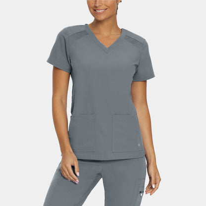 V-Tess 4-Pocket V-Neck Top  | Taylor Grey