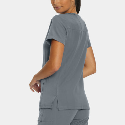 V-Tess 4-Pocket V-Neck Top  | Taylor Grey