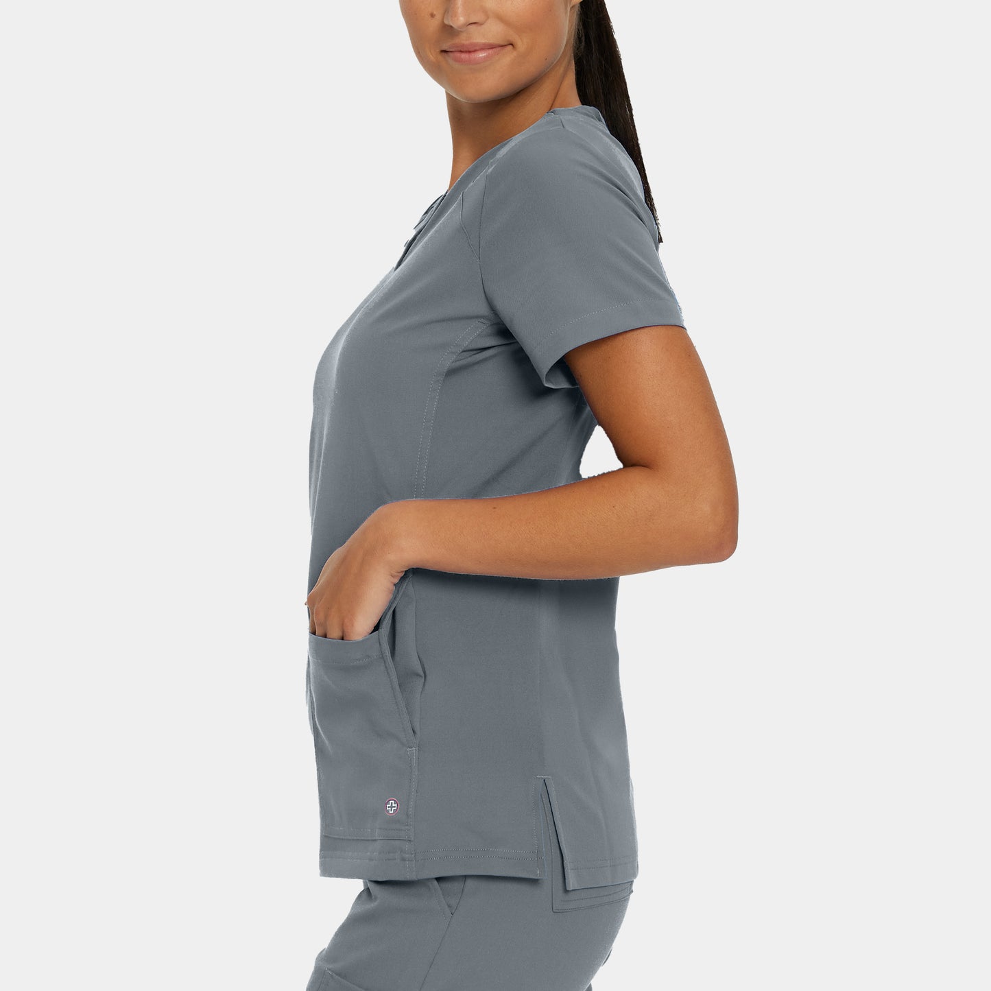 V-Tess 4-Pocket V-Neck Top  | Taylor Grey