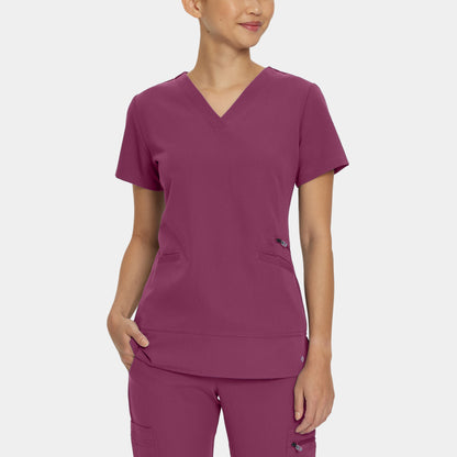 V-Tess 3-Pocket V-Neck Top  | Raspberry Coulis