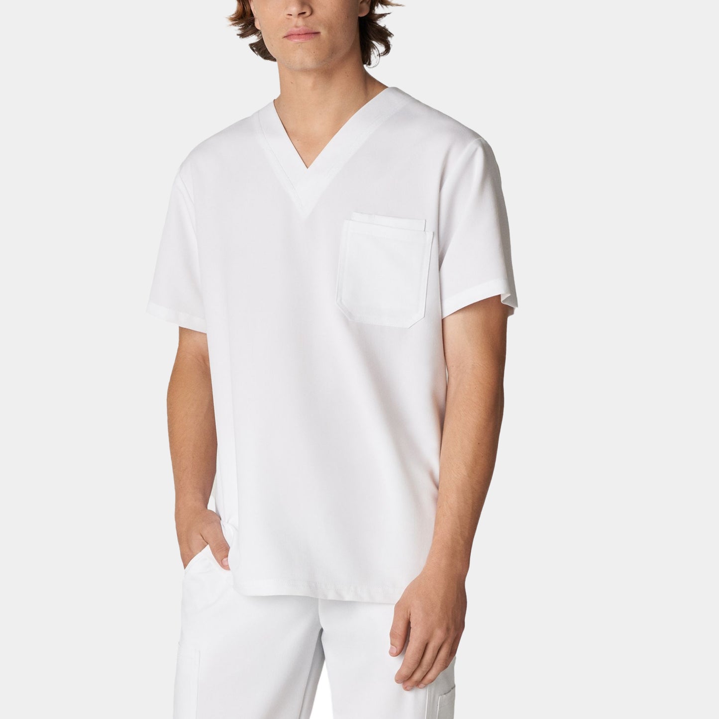 V-Tess 2-Pocket V-Neck Top  | White