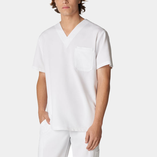 V-Tess 2-Pocket V-Neck Top  | White