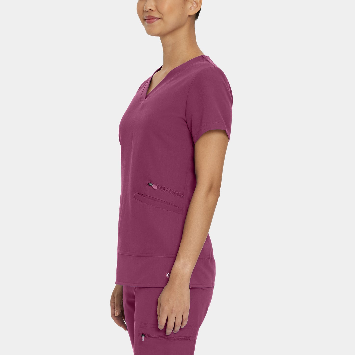 V-Tess 3-Pocket V-Neck Top  | Raspberry Coulis