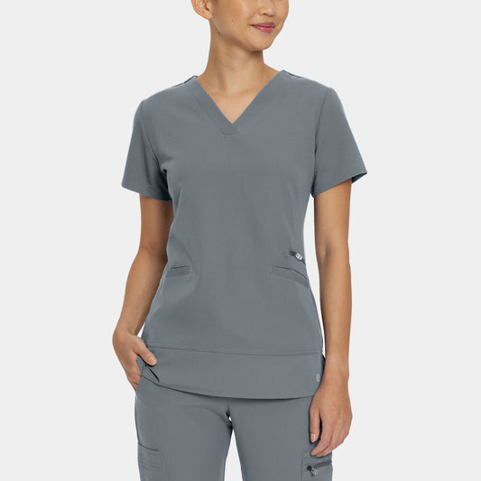 V-Tess 3-Pocket V-Neck Top  | Taylor Grey