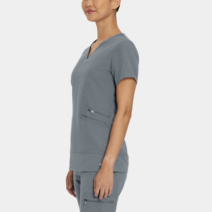 V-Tess 3-Pocket V-Neck Top  | Taylor Grey