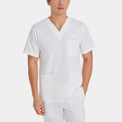 V-Tess 3-Pocket V-Neck Top  | White