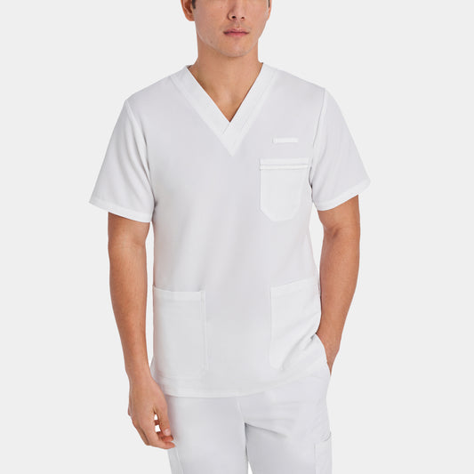 V-Tess 3-Pocket V-Neck Top  | White