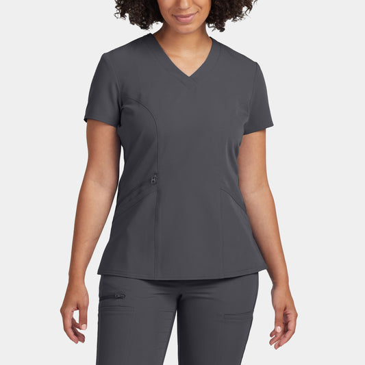 V-Tess 3-Pocket V-Neck Top  | Dark Pewter
