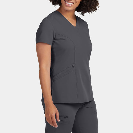V-Tess 3-Pocket V-Neck Top  | Dark Pewter