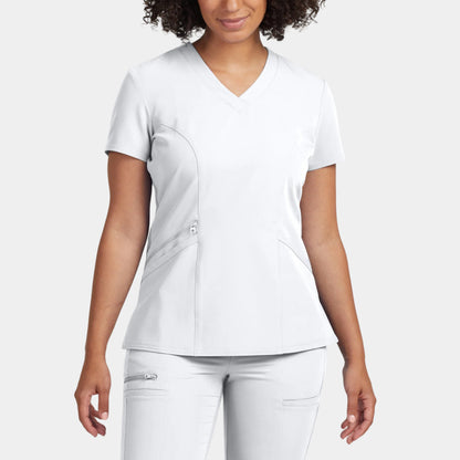 V-Tess 3-Pocket V-Neck Top  | White