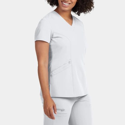 V-Tess 3-Pocket V-Neck Top  | White