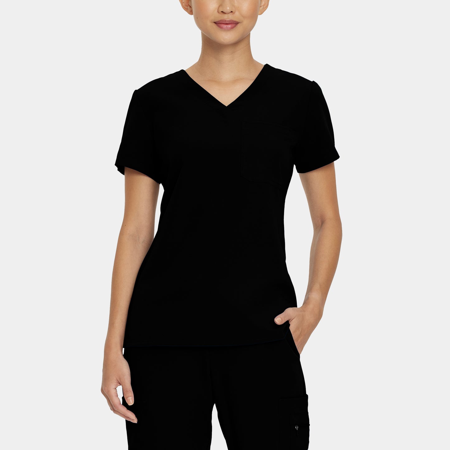 V-Tess 1-Pocket V-Neck Top  | Black