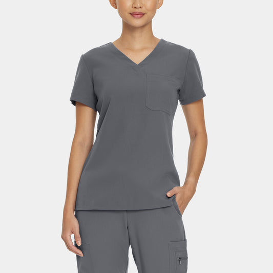 V-Tess 1-Pocket V-Neck Top  | Dark Pewter