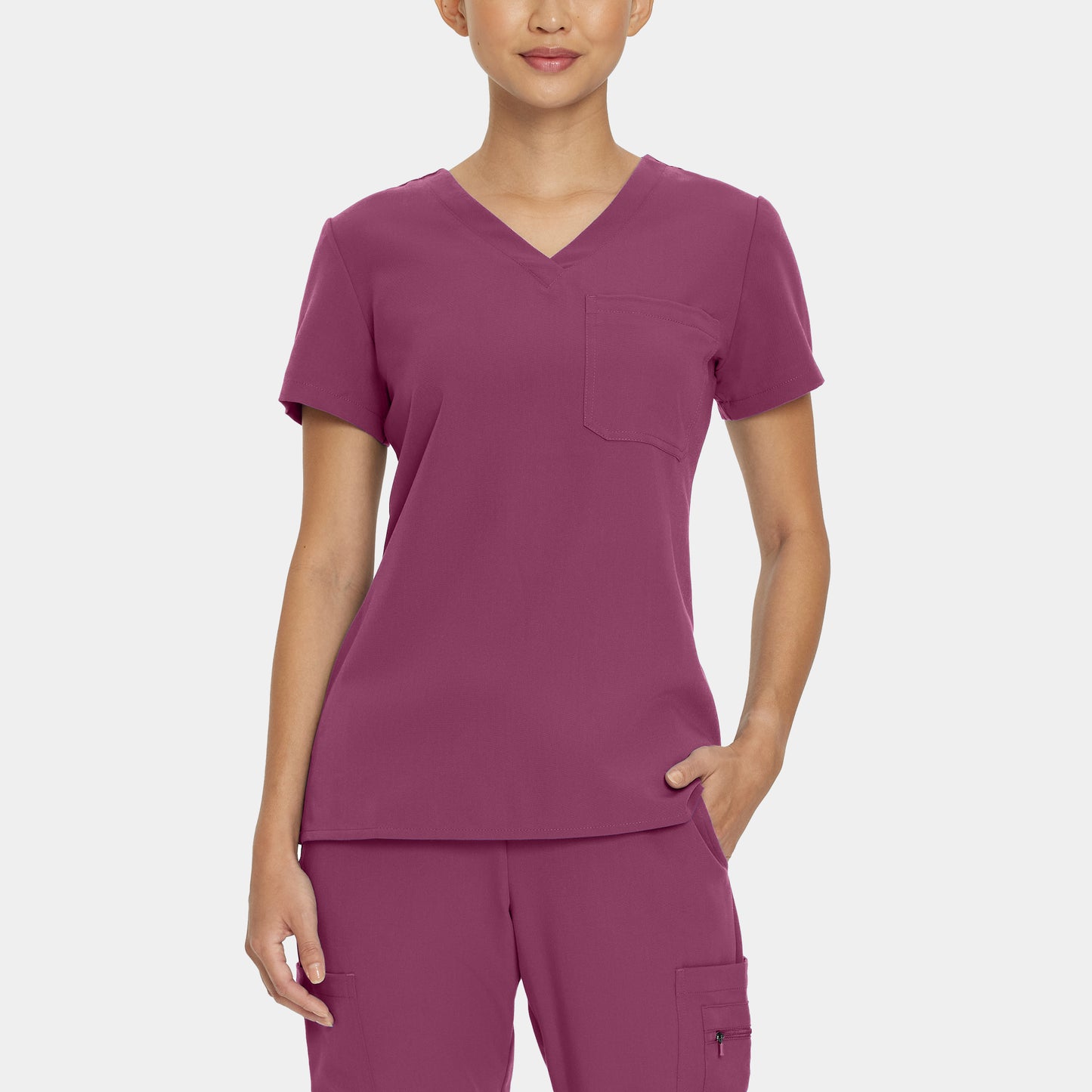 V-Tess 1-Pocket V-Neck Top  | Raspberry Coulis