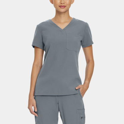 V-Tess 1-Pocket V-Neck Top  | Taylor Grey
