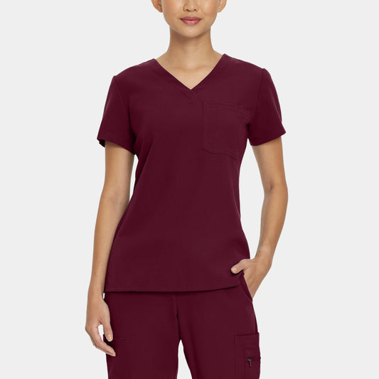 V-Tess 1-Pocket V-Neck Top  | Wine