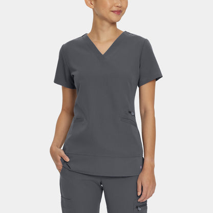 V-Tess 3-Pocket V-Neck Top  | Dark Pewter
