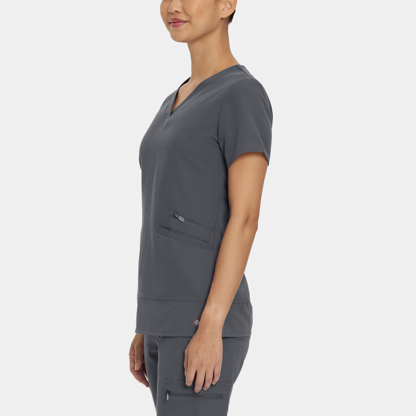 V-Tess 3-Pocket V-Neck Top  | Dark Pewter
